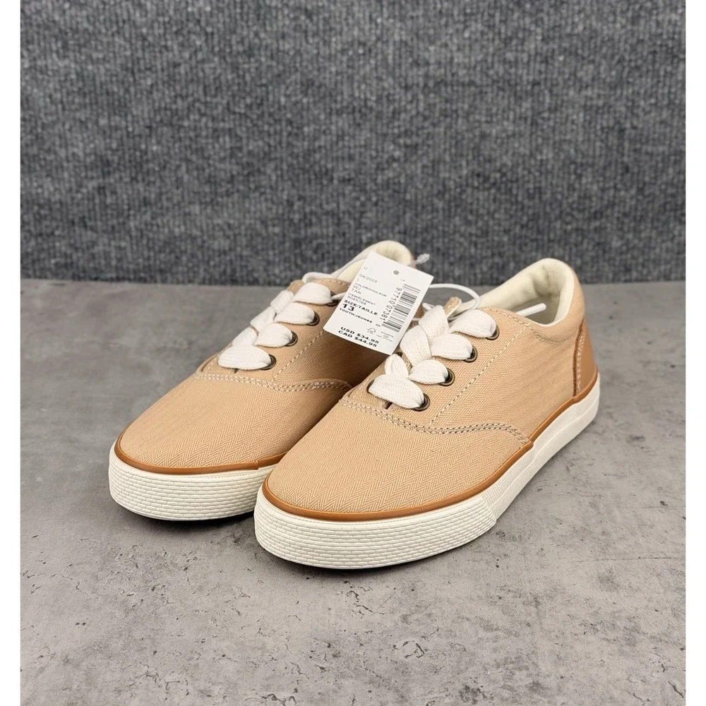 The Children's Place Kids Canvas Lace Up Sneakers Beige Tan Size 13 Little Kid